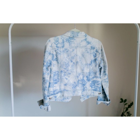 Jou Jou Jean Jacket Women's Stretch Tie Dye Denim Coat Juniors Trucker Jacket M - Picture 3 of 9